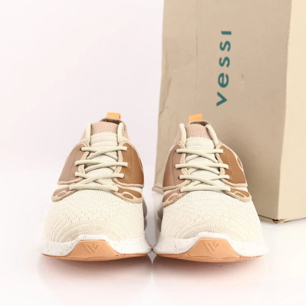 Vessi Womens Everyday 2.0 Move Sneaker Size 8 Waterproof Tan Knit Lace Up Shoes